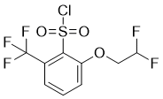 structure of CAS# 865352-01-8, 2-(2,2-二氟乙氧基)-6-(三氟甲基)苯-1-磺酰基氯化物