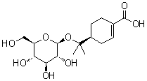structure of CAS# 865887-46-3, (4S)-4-[1-(beta-D-吡喃葡萄糖基氧基)-1-甲基乙基]-1-环己烯-1-羧酸
