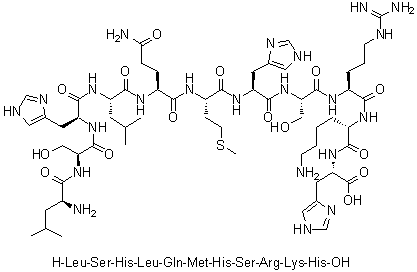CAS 登录号：866620-08-8, L-亮氨酰-L-丝氨酰-L-组氨酰-L-亮氨酰-L-谷氨酰胺酰-L-蛋氨酰-L-组氨酰-L-丝氨酰-L-精氨酰-L-赖氨酰-L-组氨酸
