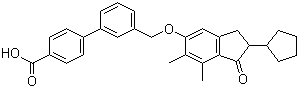structure of CAS# 866823-73-6, 3'-[[(2-环戊基-6,7-二甲基-1-氧代-2,3-二氢-1H-茚-5-基)氧基]甲基]联苯-4-羧酸