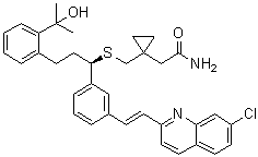 1-[[[(1R)-1-[3-[(1E)-2-(7-氯-2-喹啉基)乙烯基]苯基]-3-[2-(1-羟基-1-甲基乙基)苯基]丙基]硫基]甲基]环丙烷乙酰胺分子结构 (CAS 866923-63-9)