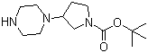 structure of CAS# 867265-71-2, 3-(Piperazin-1-yl)pyrrolidine-1-carboxylic acid tert-butyl ester