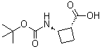 (1R,2S)-2-[[叔丁氧羰基]氨基]环丁烷羧酸分子结构 (CAS 868364-63-0)
