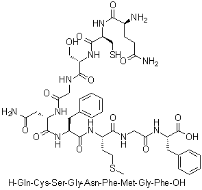 L-谷氨酰胺酰-L-半胱氨酰-L-丝氨酰甘氨酰-L-天冬氨酰胺酰-L-苯丙氨酰-L-蛋氨酰甘氨酰-L-苯丙氨酸分子结构 (CAS 868527-32-6)