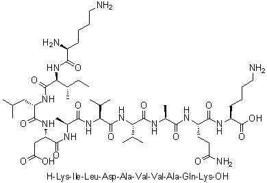L-赖氨酰-L-异亮氨酰-L-亮氨酰-L-alpha-天冬氨酰-L-丙氨酰-L-缬氨酰-L-缬氨酰-L-丙氨酰-L-谷氨酰胺酰-L-赖氨酸分子结构 (CAS 868527-36-0)