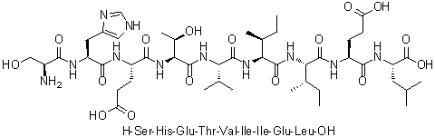 L-丝氨酰-L-组氨酰-L-alpha-谷氨酰-L-苏氨酰-L-缬氨酰-L-异亮氨酰-L-异亮氨酰-L-alpha-谷氨酰-L-亮氨酸分子结构 (CAS 868527-38-2)