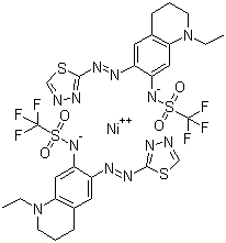 双[N-[1-乙基-1,2,3,4-四氢-6-[(1,3,4-噻二唑-2-基-N3)偶氮-N1]-7-喹啉基]-1,1,1-三氟甲磺酰胺根合-N]镍分子结构 (CAS 868747-30-2)