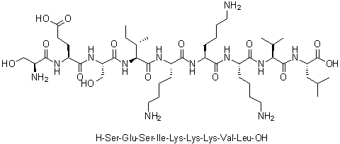 L-丝氨酰-L-alpha-谷氨酰-L-丝氨酰-L-异亮氨酰-L-赖氨酰-L-赖氨酰-L-赖氨酰-L-缬氨酰-L-亮氨酸分子结构 (CAS 869289-18-9)