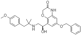 8-[(1R)-1-羟基-2-[[2-(4-甲氧基苯基)-1,1-二甲基乙基]氨基]乙基]-6-(苄氧基)-2H-1,4-苯并恶嗪-3(4H)-酮分子结构 (CAS 869478-13-7)
