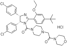 CAS # 870007-79-7, 2-[4-[[(4S,5R)-4,5-Bis(4-chlorophenyl)-2-[4-(1,1-dimethylethyl)-2-ethoxyphenyl]-4,5-dihydro-1H-imidazol-1-yl]carbonyl]-1-piperazinyl]-1-(4-morpholinyl)ethanone hydrochloride