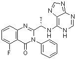 structure of CAS# 870281-17-7, 5-氟-3-苯基-2-[(1S)-1-(1H-嘌呤-6-基氨基)乙基]-4(3H)-喹唑啉酮