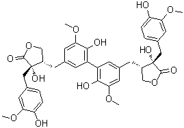 (3S,3'S,4S,4'S)-4,4'-[(6,6'-二羟基-5,5'-二甲氧基[1,1'-联苯]-3,3'-二基)二(亚甲基)]二[二氢-3-羟基-3-[(4-羟基-3-甲氧基苯基)甲基]-2(3H)-呋喃酮分子结构 (CAS 870480-56-1)