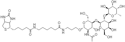 (3aS,4S,6aR)-N-[6-[[3-[[O-6-脱氧-alpha-L-吡喃半乳糖基-(1→2)-O-beta-D-吡喃半乳糖基-(1→4)-2-(乙酰氨基)-2-脱氧-beta-D-吡喃葡萄糖基]氧基]丙基]氨基]-6-氧代己基]六氢-2-氧代-1H-噻吩并[3,4-d]咪唑-4-戊酰胺分子结构 (CAS 870891-89-7)