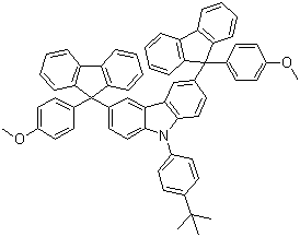 CAS # 871018-07-4, 9-[4-(1,1-Dimethylethyl)phenyl]-3,6-bis[9-(4-methoxyphenyl)-9H-fluoren-9-yl]-9H-carbazole
