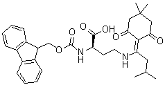 (2R)-4-[[1-(4,4-二甲基-2,6-二氧代环己基亚基)-3-甲基丁基]氨基]-2-[[芴甲氧羰基]氨基]丁酸分子结构 (CAS 872169-32-9)