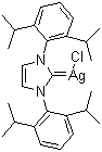 structure of CAS# 873297-19-9, [1,3-三[2,6-双(1-甲基乙基)苯基]-1,3-二氢-2H-咪唑-2-亚基]氯化银