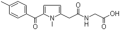 CAS # 87344-05-6, Tolmetin glycinamide, N-((1-Methyl-5-(4-methylbenzoyl)-1H-pyrrol-2-yl)acetyl)glycine, 2-[[2-[1-Methyl-5-(4-methylbenzoyl)pyrrol-2-yl]acetyl]amino]acetic acid