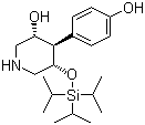 structure of CAS# 873945-31-4, (3R,4R,5S)-4-(4-Hydroxyphenyl)-5-[[tris(1-methylethyl)silyl]oxy]-3-piperidinol