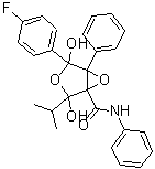 4-(4-氟苯基)-2,4-二羟基-2-(1-甲基乙基)-N,5-二苯基-3,6-二氧杂双环[3.1.0]己烷-1-甲酰胺分子结构 (CAS 873950-19-7)