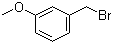 CAS # 874-98-6, 3-Methoxybenzyl bromide, 3-(Bromomethyl)-1-methoxyphenyl, 3-(Bromomethyl)anisole, 3-(Bromomethyl)phenyl methyl ether, 3-Methoxy-1-(bromomethyl)benzene, 3-(Bromomethyl)-1-methoxybenzene, 3-Methoxylbenzyl bromide, m-(Bromomethyl)anisole, m-Methoxybenzyl bromide