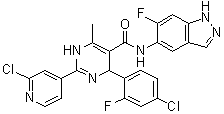 structure of CAS# 874119-56-9, 4-(4-氯-2-氟苯基)-2-(2-氯-4-吡啶基)-N-(6-氟-1H-吲唑-5-基)-6-甲基-1,4-二氢-5-嘧啶甲酰胺