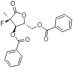 structure of CAS# 874638-80-9, (2R)-2-脱氧-2-氟-2-甲基-D-赤式戊糖酸 gamma-内酯 3,5-二苯甲酸酯