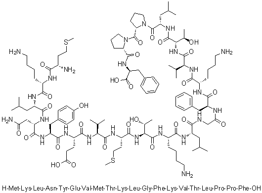 CAS # 877380-08-0, L-Methionyl-L-lysyl-L-leucyl-L-asparaginyl-L-tyrosyl-L-alpha-glutamyl-L-valyl-L-methionyl-L-threonyl-L-lysyl-L-leucylglycyl-L-phenylalanyl-L-lysyl-L-valyl-L-threonyl-L-leucyl-L-prolyl-L-prolyl-L-phenylalanine