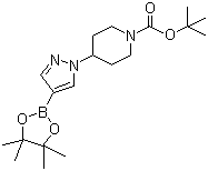 4-[4-(4,4,5,5-四甲基-1,3,2-二氧杂环戊硼烷-2-基)-1H-吡唑-1-基]哌啶-1-甲酸叔丁酯分子结构 (CAS 877399-74-1)