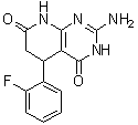 CAS 登录号：878436-01-2, 2-氨基-5-(2-氟苯基)-5,8-二氢吡啶并[2,3-d]嘧啶-4,7(1H,6H)-二酮