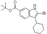 structure of CAS# 879498-90-5, 2-溴-3-环己基-1H-吲哚-6-羧酸叔丁酯