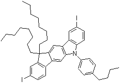 CAS 登录号：879689-97-1, 5-(4-丁基苯基)-5,11-二氢-2,9-二碘-11,11-二辛基茚并[1,2-b]咔唑