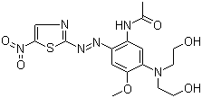 CAS 登录号：88102-88-9, 分散蓝 A, N-[5-[双(2-羟基乙基)氨基]-4-甲氧基-2-[(5-硝基-2-噻唑基)偶氮]苯基]乙酰胺