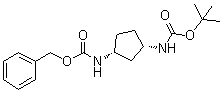 rel-[(1R,3S)-3-[[叔丁氧羰基]氨基]环戊基]氨基甲酸苄酯分子结构 (CAS 881891-89-0)