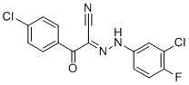 structure of CAS# 882290-02-0, 2-[(3-Chloro-4-fluorophenyl)hydrazono]-3-(4-chlorophenyl)-3-oxo-propionitrile