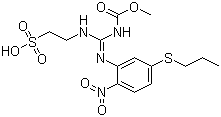 CAS # 88255-01-0, Netobimin, 2-[3-Methoxycarbonyl-2-[2-nitro-5-(propylthio)phenyl]guanidino]ethanesulfonic acid