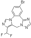 structure of CAS# 883093-10-5, 3-Bromo-10-(difluoromethyl)-9H-imidazo[1,5-a][1,2,4]triazolo[1,5-d][1,4]benzodiazepine