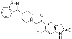 5-[2-[4-(1,2-苯并异噻唑-3-基)-1-哌嗪基]-1-羟基乙基]-6-氯-1,3-二氢-2H-吲哚-2-酮分子结构 (CAS 884305-08-2)
