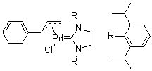structure of CAS# 884879-24-7, [1,3-双(2,6-二异丙基苯基)-4,5-二氢咪唑-2-亚基][3-苯烯丙基]氯化钯