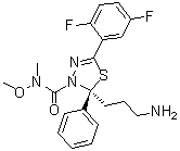 (2S)-2-(3-Aminopropyl)-5-(2,5-difluorophenyl)-N-methoxy-N-methyl-2-phenyl-1,3,4-thiadiazole-3(2H)-carboxamide molecular structure (CAS 885060-09-3)