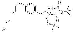CAS 登录号：885605-36-7, N-[2,2-二甲基-5-[2-(4-辛基苯基)乙基]-1,3-二氧六环-5-基]氨基甲酸叔丁酯