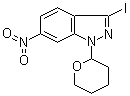 3-碘-6-硝基-1-(四氢-2H-吡喃-2-基)-1H-吲唑分子结构 (CAS 886230-74-6)