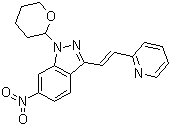 CAS 登录号：886230-75-7, (E)-6-硝基-3-[2-(吡啶-2-基)乙烯基]-1-(四氢-2H-吡喃-2-基)-1H-吲唑
