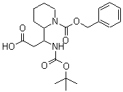 beta-[[叔丁氧羰基]氨基]-1-[(苯基甲氧基)羰基]-2-哌啶丙酸分子结构 (CAS 886362-34-1)