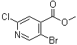 structure of CAS# 886365-28-2, 5-Bromo-2-chloro-4-pyridinecarboxylic acid methyl ester