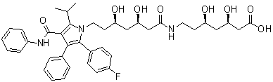 (3R,5R)-7-[[(3R,5R)-7-[2-(4-氟苯基)-5-(1-甲基乙基)-3-苯基-4-[(苯基氨基)羰基]-1H-吡咯-1-基]-3,5-二羟基-1-氧代庚基]氨基]-3,5-二羟基庚酸分子结构 (CAS 887196-24-9)