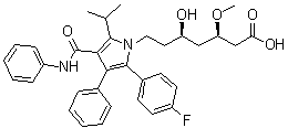(betaR,deltaR)-2-(4-氟苯基)-delta-羟基-beta-甲氧基-5-(1-甲基乙基)-3-苯基-4-[(苯基氨基)羰基]-1H-吡咯-1-庚酸分子结构 (CAS 887324-53-0)