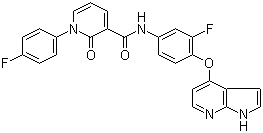 1-(4-氟苯基)-N-[3-氟-4-(1H-吡咯并[2,3-b]吡啶-4-基氧基)苯基]-1,2-二氢-2-氧代-3-吡啶甲酰胺分子结构 (CAS 888719-03-7)