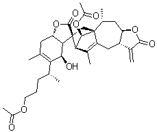 CAS # 888941-86-4, Inulanolide A, (3S,3aR,3'aS,4R,6'S,7aS,8'aR,9'R,10'aR,11'R)-11'-(Acetyloxy)-5-[(1R)-4-(acetyloxy)-1-methylbutyl]-3a,3'a,4,4',6',7,7a,9',10',10'a-decahydro-4-hydroxy-5',6,9'-trimethyl-3'-methylene-spiro[benzofuran-3(2H),7'(8'H)-[6,8a]methano[8aH]benzo[4,5]cyclohepta[1,2-b]furan]-2,2'(3'H)-dione