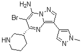 6-溴-3-(1-甲基-1H-吡唑-4-基)-5-(3R)-3-哌啶基吡唑并[1,5-a]嘧啶-7-胺分子结构 (CAS 891494-63-6)