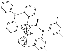 structure of CAS# 894771-25-6, (R)-(+)-1-[(R)-2-(2'-Diphenylphosphinophenyl)ferrocenyl]ethyldi(3,5-xylyl)phosphine